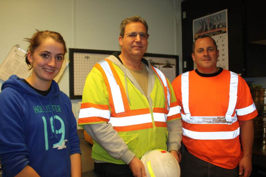 Controlling mix quality at Tilcon New Jersey is serious business. From left: Aleksandra Rogozinski is the QC/Asphalt Operations Specialist; Rich Linton is the QC Manager; and Pete Truncale is the Asphalt/Aggregate Technologist.