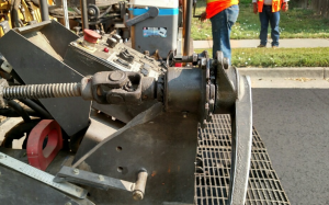 Check the screw in the depth crank. If it’s worn out, it can cause the screed to lurch forward or backward when the screed operator tries to make a simple adjustment. That will mar the mat.