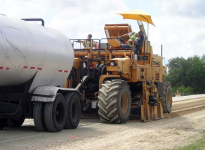 n this FDR application, a Terex recycler mixes the asphalt emulsion into the base. Photo courtesy Ergon Asphalt & Emulsions Inc.