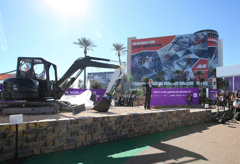 Attendees flocked to see the world’s first 3D-printed excavator.