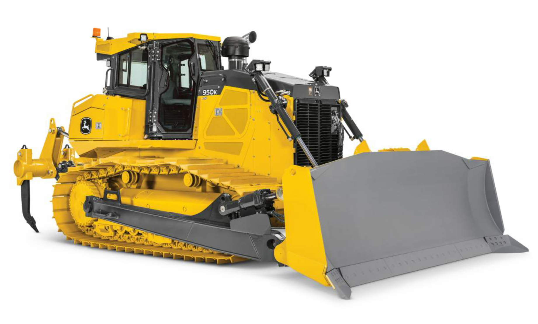 The 950K PAT crawler dozer from John Deere weighs in at nearly 80,000 pounds.