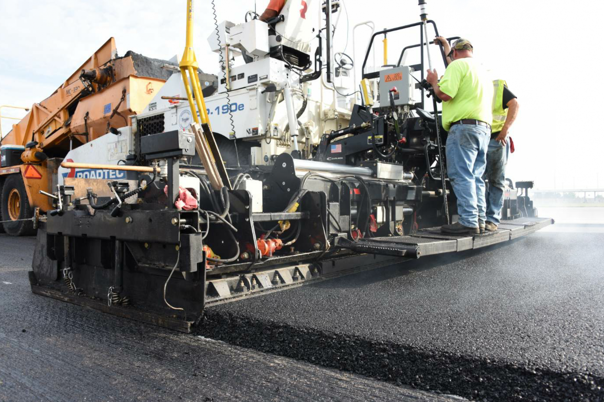 “Full depth blacktop included 8 inches of base course done in two lifts using 16,200 tons of P-401 HMA, and 4 compacted inches of surface course done in two lifts of 2 inches each,” according to Union Paving Foreman Jim Stayer.