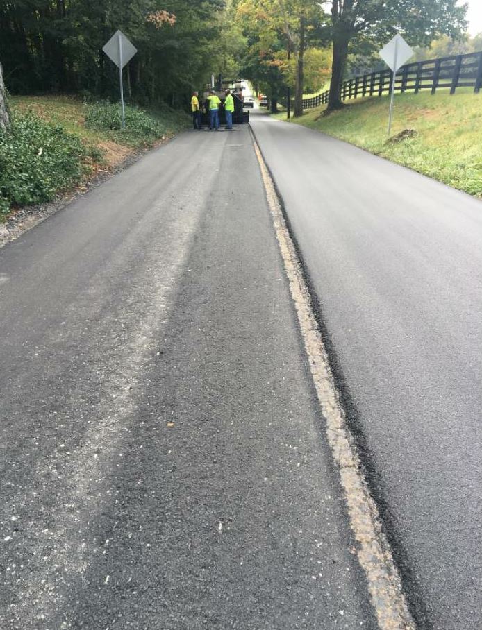 A portion of the project had trackless tack sprayed on the joint prior to paving the second pass. In this photo, you can see the surface and joint prior to the application of the tack.