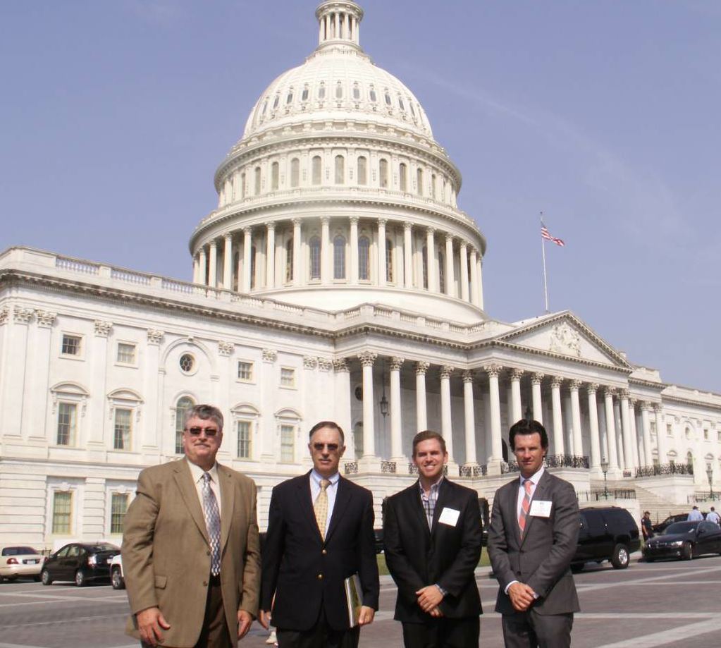 Patrick (left) participates in the 2016 TCC Fly-In with Jay Hansen of NAPA and Aaron Parker and Tim Caudle of Silver Star Construction Co.