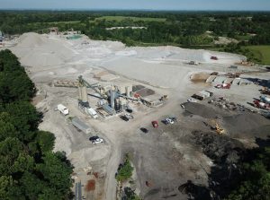 This drone-enabled photo is of the Brownsboro asphalt plant associated with Bluegrass Testing’s parent company, Louisville Paving Company. Photo courtesy Bluegrass Testing.