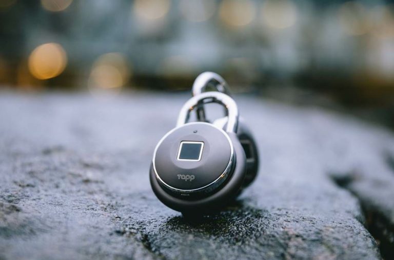 Tapplock one+ is a smart padlock that can be unlocked with users’ fingerprints.