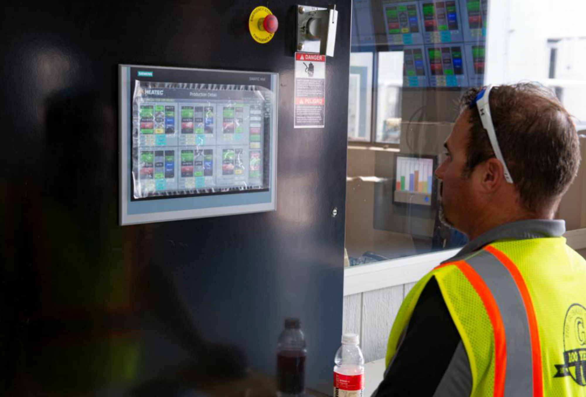 From the touch screen central controls for the mill system, workers can change recipes. The company makes close to 30 kinds of emulsion at the site. “So we’re constantly going back and forth and changing formulas and everything,” Brian Jones said.