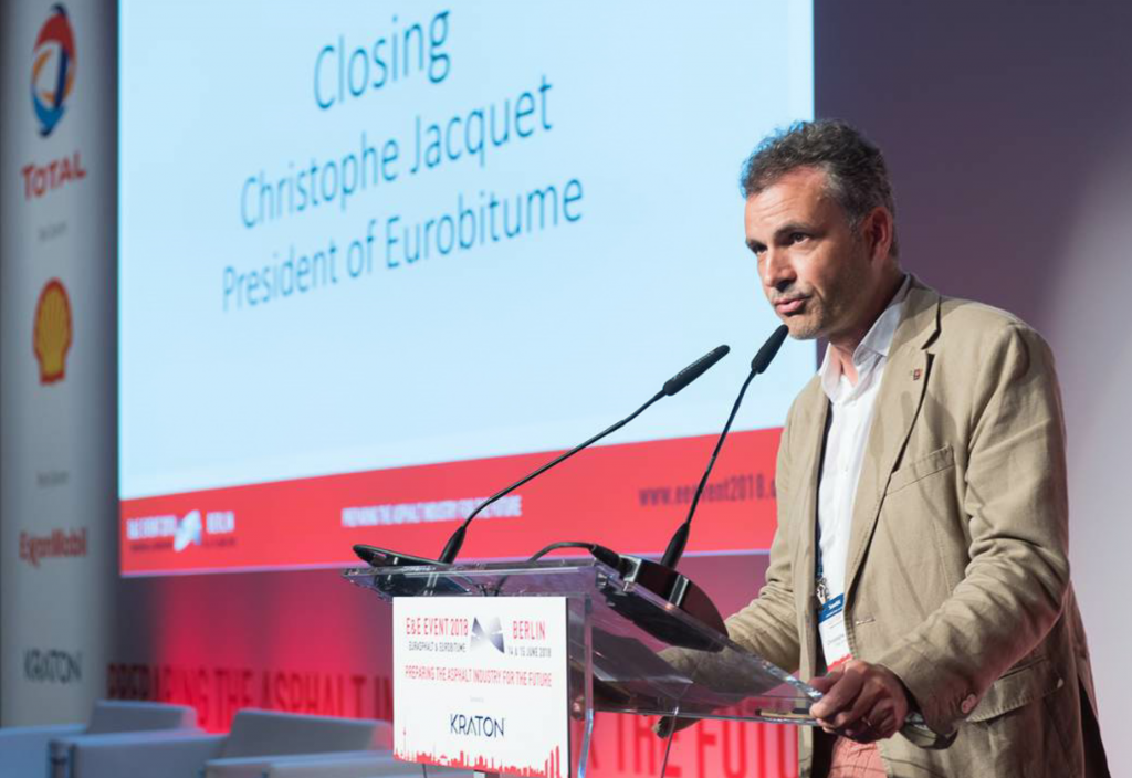 Eurobitume President Christophe Jacquet speaks at E&E Event 2018.